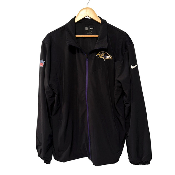 Nike Mens L Baltimore Ravens NFL "On Field" Full Zip Jacket Logo Swoosh Black - Picture 1 of 8